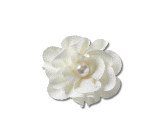 White Fabric Flower With Pearl