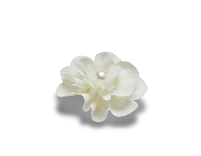 White Fabric Flower With Pearl