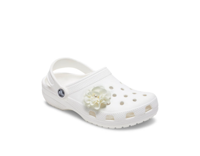 White Fabric Flower With Pearl