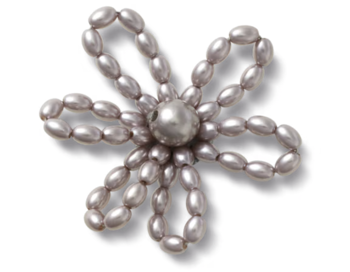 Grey Pearl Beaded Daisy