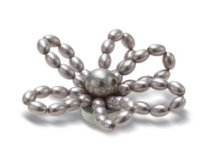 Grey Pearl Beaded Daisy