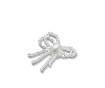 White Pearl Beaded Bow