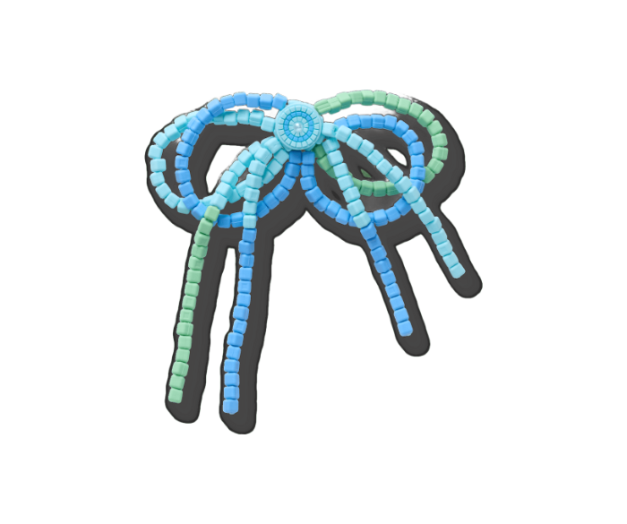 Blue and Green Beaded Bow