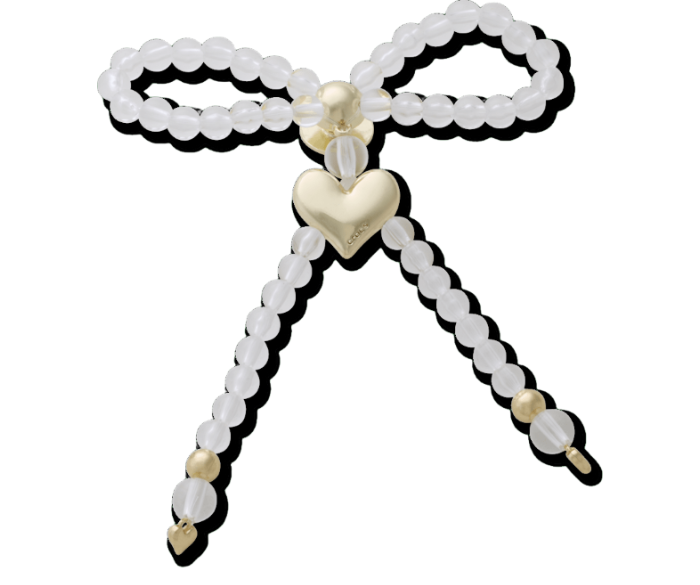 Beaded Bow with Gold Heart